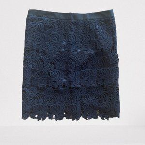 Willi Smith Women Skirt Crochet Net Black Straight Knee Length Skirt Size 2